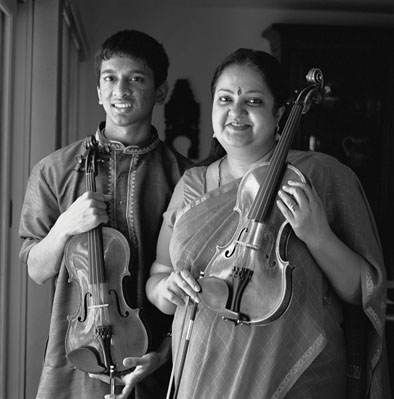 Suhas Rao (left) and Tara Anand Bangalore, South Indian Carnatic violin music, 2007; Framingham, Massachusetts; Photography by Billy Howard