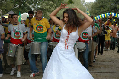 Performers at 2007 Brazilian Independence Day Festival, Ethnic festival, 2007; Brazilian Independence Day Festival; Artesani Park, Brighton/Allston, Massachusetts; Photography by Maggie Holtzberg