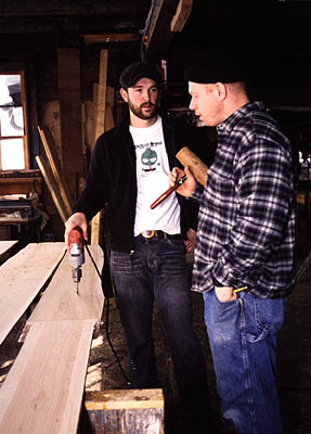 Michael Browne at Lowell's Boat Shop, Wooden boat building, 2002; Amesbury, Massachusetts; Photography by Maggie Holtzberg