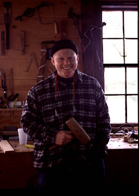 Michael Browne at Lowell's Boat Shop, Wooden boat building, 2003; Michael A. Browne; Amesbury, Massachusetts; Photography by Maggie Holtzberg