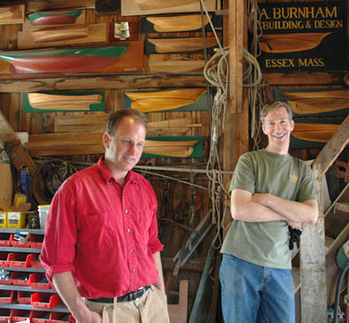 Harold Burnham and Randall Robar, wooden boat building, 2006; Essex, Massachusetts; Photography by Maggie Holtzberg