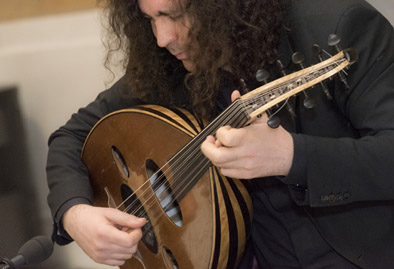 Kenan Adnawi performing at the Massachusetts State House. Photo by Brendan Mercure, musician, 2017; Kenan Adnawi; Boston, Massachusetts; Photography by Brendan Mercure