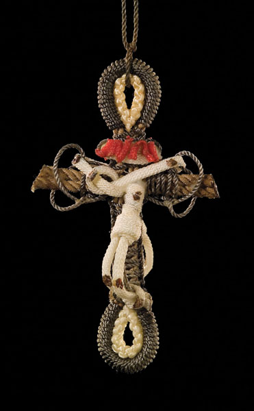 Cross, Rope sculpture, 2007; Marco Randazzo (b. 1945); Gloucester, Massachusetts; Nautical line; 10 x 3 x 2 in.; Collection of the artist; Photography by Jason Dowdle