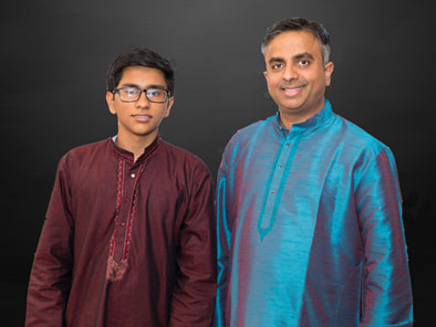 Surya Sundararajan and Bharath Ramesh (left). Photo: Krish Velmurugan, Carnatic violin, 2018; Holliston, Massachusetts;