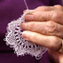 Almas Boghosian making needle lace: 2001: 
