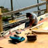At work on Isabella; Apprenticeship - wooden boat building; 2006: Essex, Massachusetts