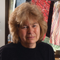 Genie St. John in her marbling studio; Paper marbling; 2014: Amherst, Massachusetts